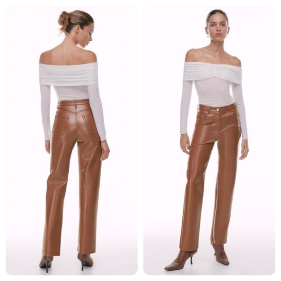 Wilfred Pants - Aritzia Wilfred The Melina Pants High-waisted Vegan Leather Epicurean Brown 10